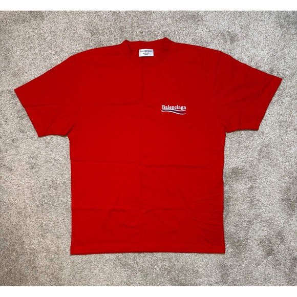 Balenciaga Political Campaign Logo T-Shirt Red Fits Size M - Picture 2 of 6